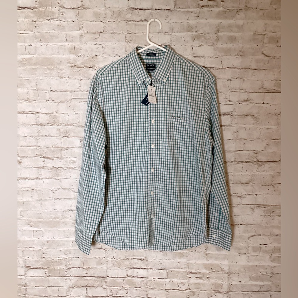 J. Crew Green plaid button down shirt